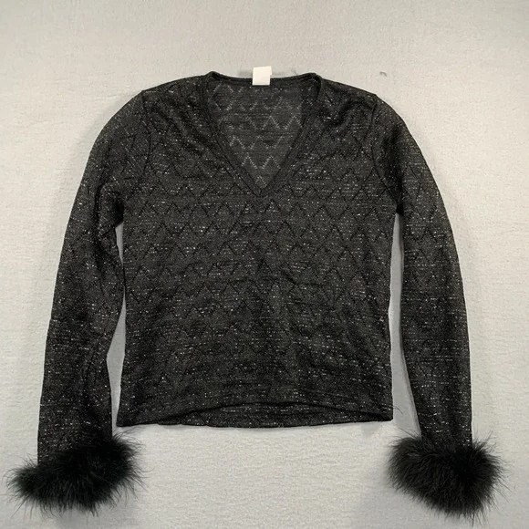 R-Wear Rampage Clothing Co Made in USA Womens Black Long Sleeve Sheer Top Sz M - Picture 1 of 7